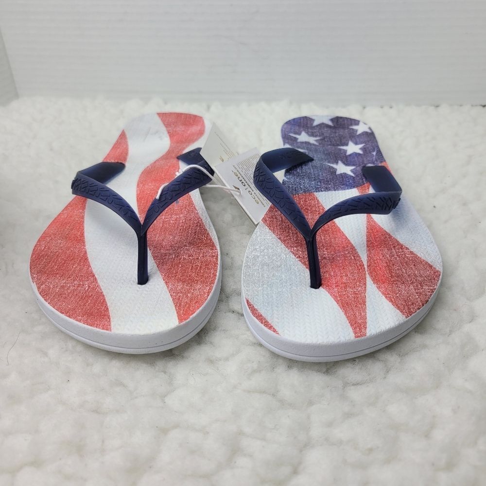 Reef Escape Lux Navy Americana Womens Size 9 Thong Flip-Flop Shoes New - Picture 2 of 10
